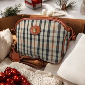 Daks London Crossbody Handbag Plaid With Leather Trim